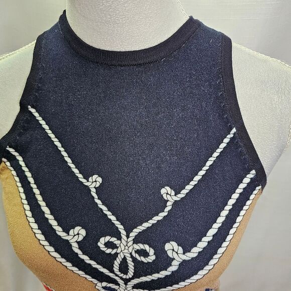 Cache Navy Blue Nautical Sleeveless Sweater Top Size XS - Picture 4 of 8